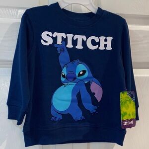 Disney Stitch Graphic Print Navy Blue Sweatshirt Size 3T Unisex